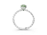White gold Fancy Green Pear  Cut Solitaire Twisted Band with Four-Prong Setting_107