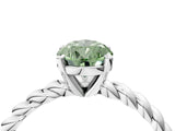 White gold Fancy Green Pear  Cut Solitaire Twisted Band with Four-Prong Setting_108