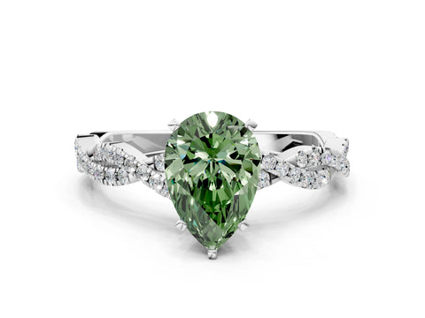 White gold Fancy Green Pear Cut Solitaire Twisted Pave Band with Four-Prong Setting_15