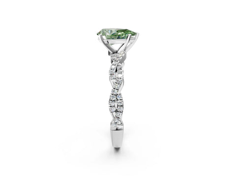 White gold Fancy Green Pear Cut Solitaire Twisted Pave Band with Four-Prong Setting_17