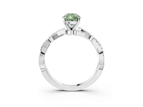 White gold Fancy Green Pear Cut Solitaire Twisted Pave Band with Four-Prong Setting_18