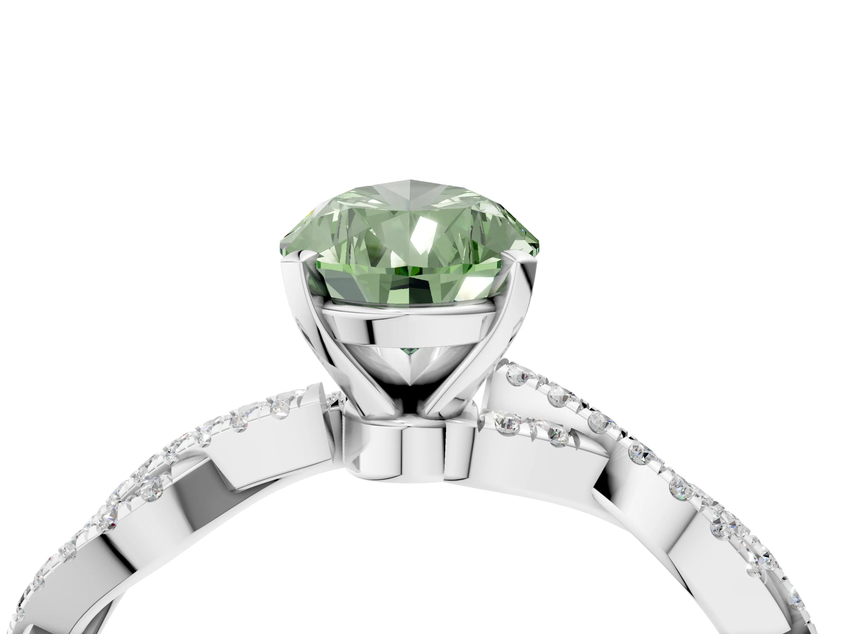 White gold Fancy Green Pear Cut Solitaire Twisted Pave Band with Four-Prong Setting_19