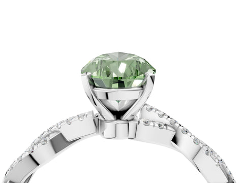 White gold Fancy Green Pear Cut Solitaire Twisted Pave Band with Four-Prong Setting_19