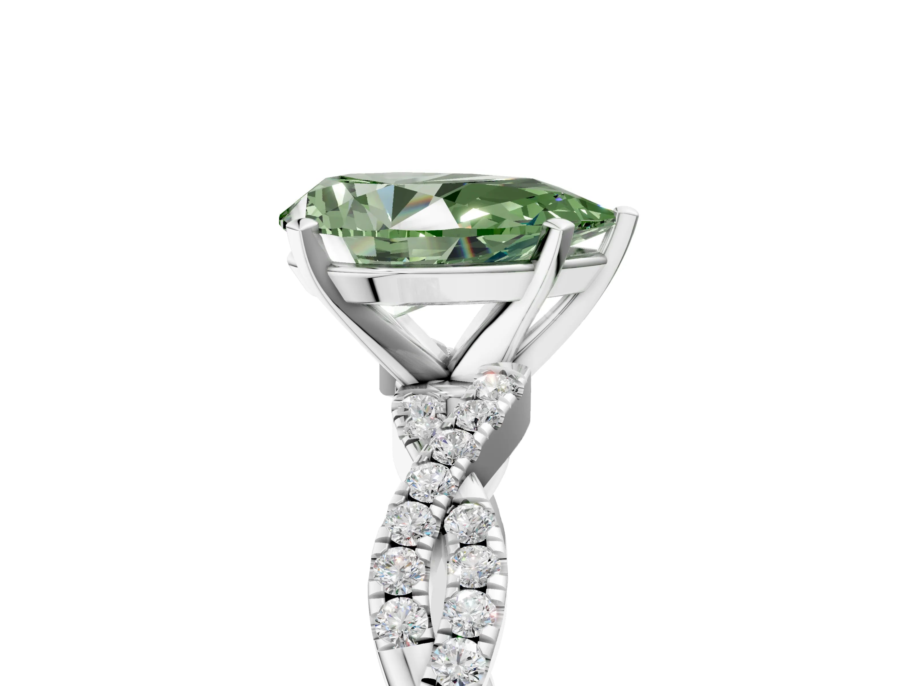White gold Fancy Green Pear Cut Solitaire Twisted Pave Band with Four-Prong Setting_20