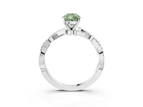 White gold Fancy Green Pear Cut Solitaire Twisted Pave Band with Four-Prong Setting_6
