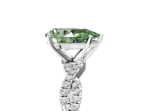 White gold Fancy Green Pear Cut Solitaire Twisted Pave Band with Four-Prong Setting_8