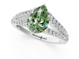 White gold Fancy Green Pear  Cut Split Shank Pave Diamond Engagement Ring with Four-Prong Setting_25