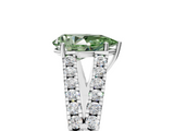 White gold Fancy Green Pear  Cut Split Shank Pave Diamond Engagement Ring with Four-Prong Setting_29