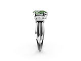 White gold Fancy Green Pear  Cut Three-Stone Channel Set Ring with Bar Prongs_95