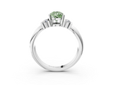 White gold Fancy Green Pear  Cut Three-Stone Channel Set Ring with Bar Prongs_97