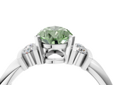White gold Fancy Green Pear  Cut Three-Stone Channel Set Ring with Bar Prongs_97