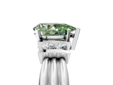 White gold Fancy Green Pear  Cut Three-Stone Channel Set Ring with Bar Prongs_99