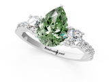 White gold Fancy Green Pear  Cut Three-Stone Diamond Pavé Band with Prong Setting_18