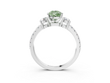 White gold Fancy Green Pear  Cut Three-Stone Diamond Pavé Band with Prong Setting_20