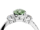 White gold Fancy Green Pear  Cut Three-Stone Diamond Pavé Band with Prong Setting_21
