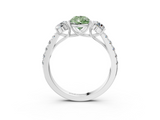 White gold Fancy Green Pear  Cut Three-Stone Diamond Pave Band with Prong Setting_40