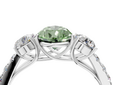 White gold Fancy Green Pear  Cut Three-Stone Diamond Pave Band with Prong Setting_42