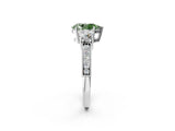 White gold Fancy Green Pear Cut Three-Stone Diamond Ring with Pavé Band and Four-Prong Setting_14