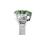 White gold Fancy Green Pear Cut Three-Stone Diamond Ring with Pavé Band and Four-Prong Setting_17