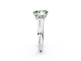 White gold Fancy Green Pear Cut Three-Stone Diamond Ring with Prong Setting on a Classic Band_14