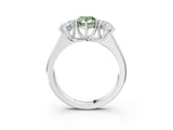 White gold Fancy Green Pear Cut Three-Stone Diamond Ring with Prong Setting on a Classic Band_15