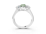 White gold Fancy Green Pear Cut Three-Stone Diamond Ring with Prong Setting on a Classic Band_15