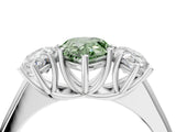 White gold Fancy Green Pear Cut Three-Stone Diamond Ring with Prong Setting on a Classic Band_16