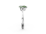 White gold Fancy Green Pear  Cut Three-Stone Solitaire Ring with Round Accent Diamonds and Four-Prong Setting_21
