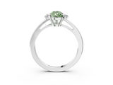 White gold Fancy Green Pear  Cut Three-Stone Solitaire Ring with Round Accent Diamonds and Four-Prong Setting_22