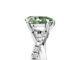 White gold Fancy Green Pear  Cut Twist Band Solitaire Diamond Ring with Pavé Setting_8