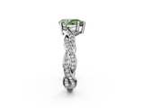 White gold Fancy Green Pear  Cut Twisted Pavé Band Solitaire Ring with Four-Prong Setting_57