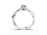 White gold Fancy Green Pear  Cut Twisted Pavé Band Solitaire Ring with Four-Prong Setting_58