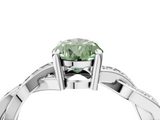 White gold Fancy Green Pear  Cut Twisted Pavé Band Solitaire Ring with Four-Prong Setting_59
