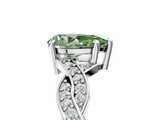 White gold Fancy Green Pear  Cut Twisted Pavé Band Solitaire Ring with Four-Prong Setting_60