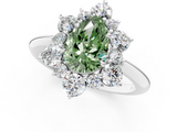 White gold Fancy Green Pear  Diamond Cluster Halo Ring with Solitaire Band and Four-Prong Setting_21