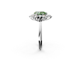 White gold Fancy Green Pear  Diamond Cluster Halo Ring with Solitaire Band and Four-Prong Setting_22