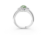 White gold Fancy Green Pear  Diamond Cluster Halo Ring with Solitaire Band and Four-Prong Setting_23