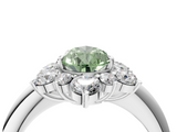 White gold Fancy Green Pear  Diamond Cluster Halo Ring with Solitaire Band and Four-Prong Setting_24