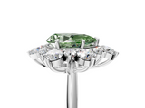 White gold Fancy Green Pear  Diamond Cluster Halo Ring with Solitaire Band and Four-Prong Setting_25