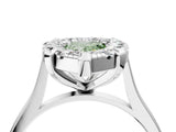 White gold Fancy Green Pear  Diamond Cluster Halo Solitaire with Four-Prong Setting_92