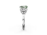 White gold Fancy Green Pear  Diamond Cluster Leaf Design Ring with Prong Setting_53