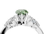 White gold Fancy Green Pear  Diamond Cluster Leaf Design Ring with Prong Setting_57