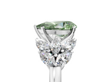 White gold Fancy Green Pear  Diamond Cluster Leaf Design Ring with Prong Setting_58