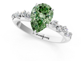 White gold Fancy Green Pear  Diamond Cluster Prong-Set Solitaire Ring_56