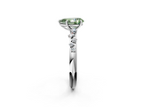 White gold Fancy Green Pear  Diamond Cluster Prong-Set Solitaire Ring_57