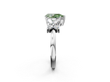 White gold Fancy Green Pear  Diamond Floral Cluster Ring with Solitaire Band and Prong Setting_28