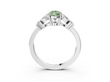 White gold Fancy Green Pear  Diamond Floral Cluster Ring with Solitaire Band and Prong Setting_29