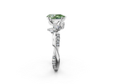White gold Fancy Green Pear  Diamond Floral Vine Solitaire Engagement Ring_5