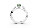 White gold Fancy Green Pear  Diamond Floral Vine Solitaire Engagement Ring_6