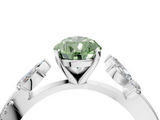 White gold Fancy Green Pear  Diamond Floral Vine Solitaire Engagement Ring_7